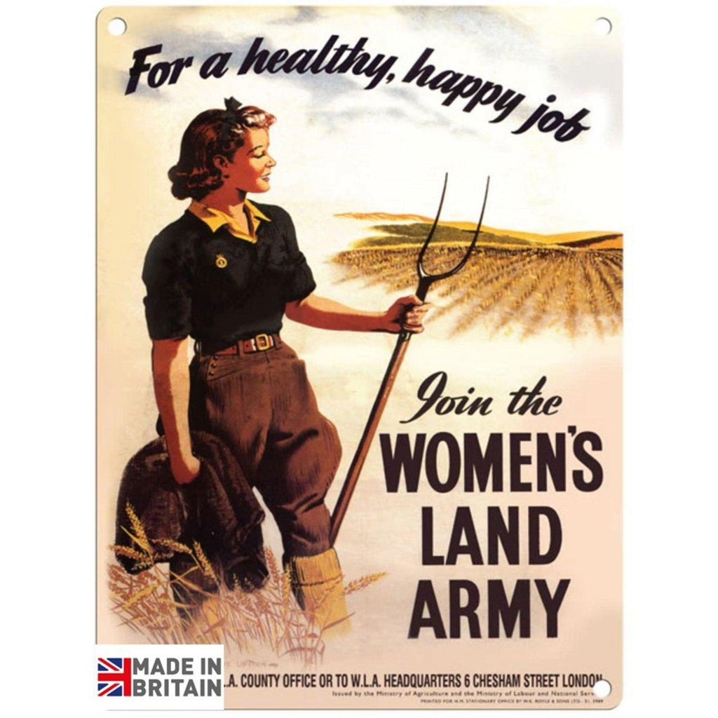 Small Metal Sign 45 x 37.5cm Vintage Retro Women's Land Army - Shades 4 Seasons