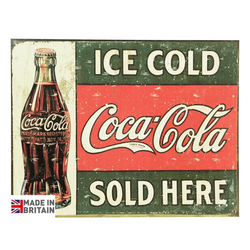 Large Metal Sign 60 x 49.5cm Ice Cold Coca Cola - Shades 4 Seasons
