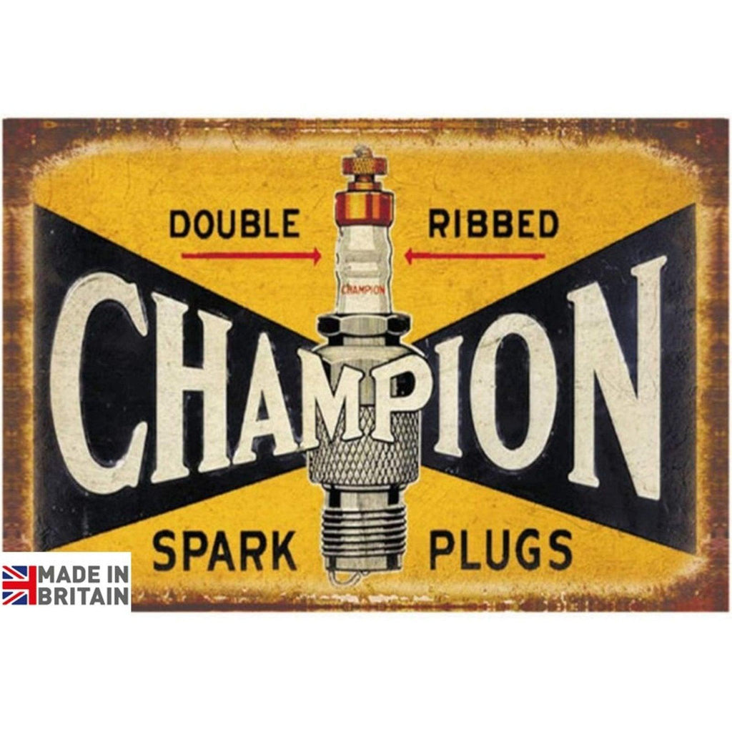 Small Metal Sign 45 x 37.5cm Champion Spark Plug - Shades 4 Seasons