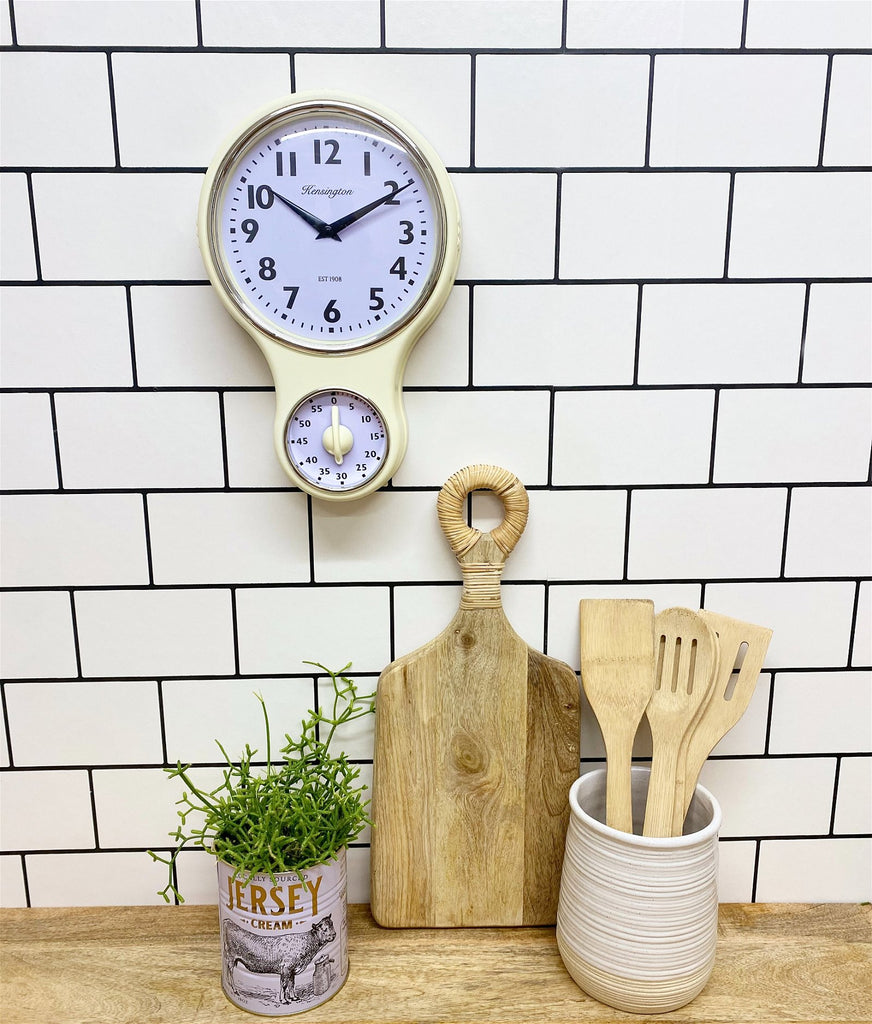 Cream Kensington Wall Clock With Timer - Shades 4 Seasons
