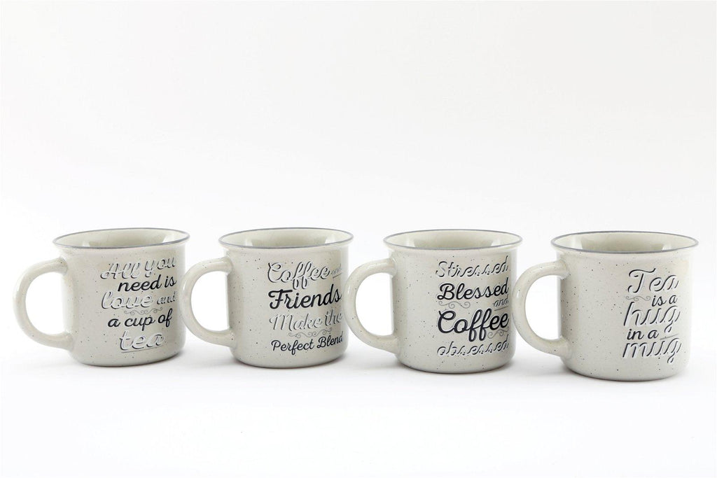 Set of Four Antique Grey Slogan Mug - Shades 4 Seasons
