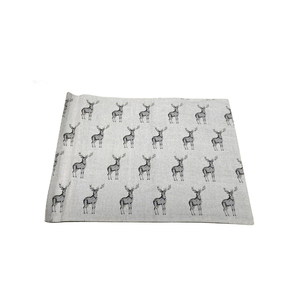 Set of 2 Grey Stag Print Fabric Place Mats - Shades 4 Seasons
