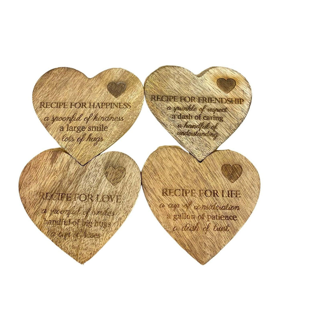 Set of 4 Wooden Heart Shaped Coasters - Shades 4 Seasons