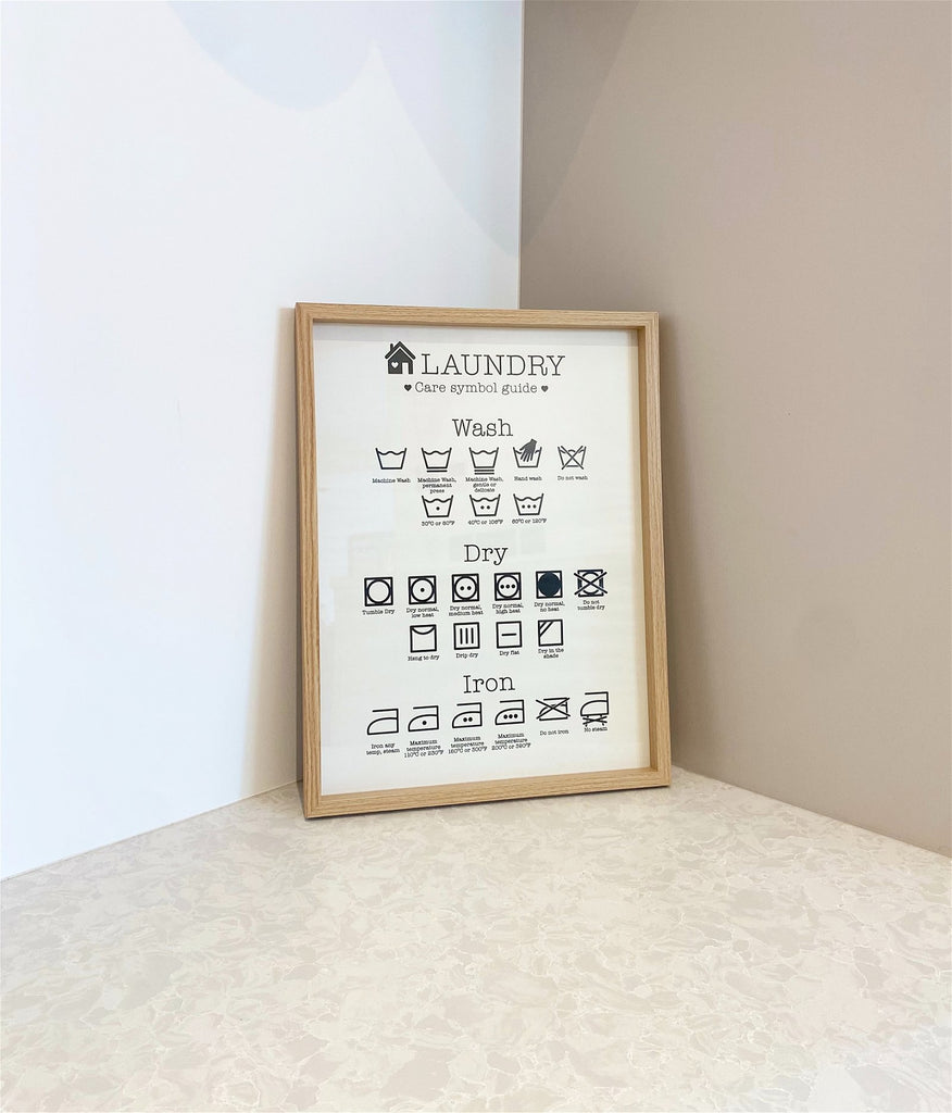 Laundry Care Symbol Guide in Frame - Shades 4 Seasons