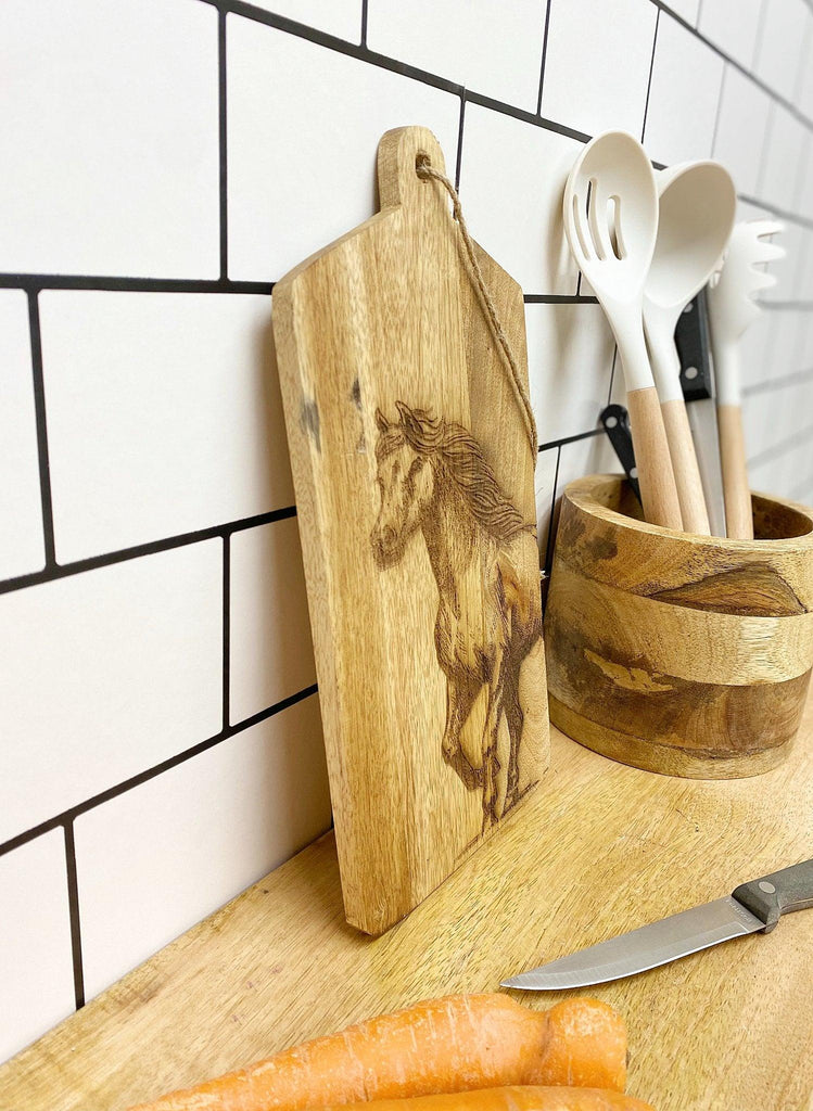 Horse Engraved Wooden Cheese Board - Shades 4 Seasons