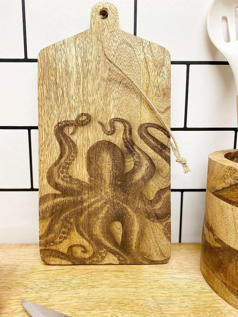 Octopus Engraved Wooden Cheese Board - Shades 4 Seasons