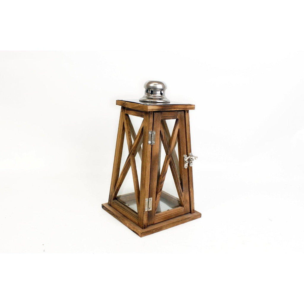 Tapered Dark Wooden Lantern 28cm - Shades 4 Seasons