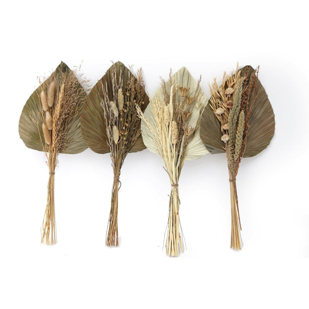 Set of Four Bouquets of Dried Grasses with Long Palm Spear - Shades 4 Seasons