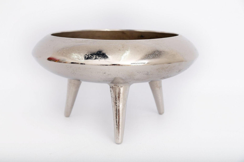 Silver Metal Planter/Bowl With Feet 39cm - Shades 4 Seasons