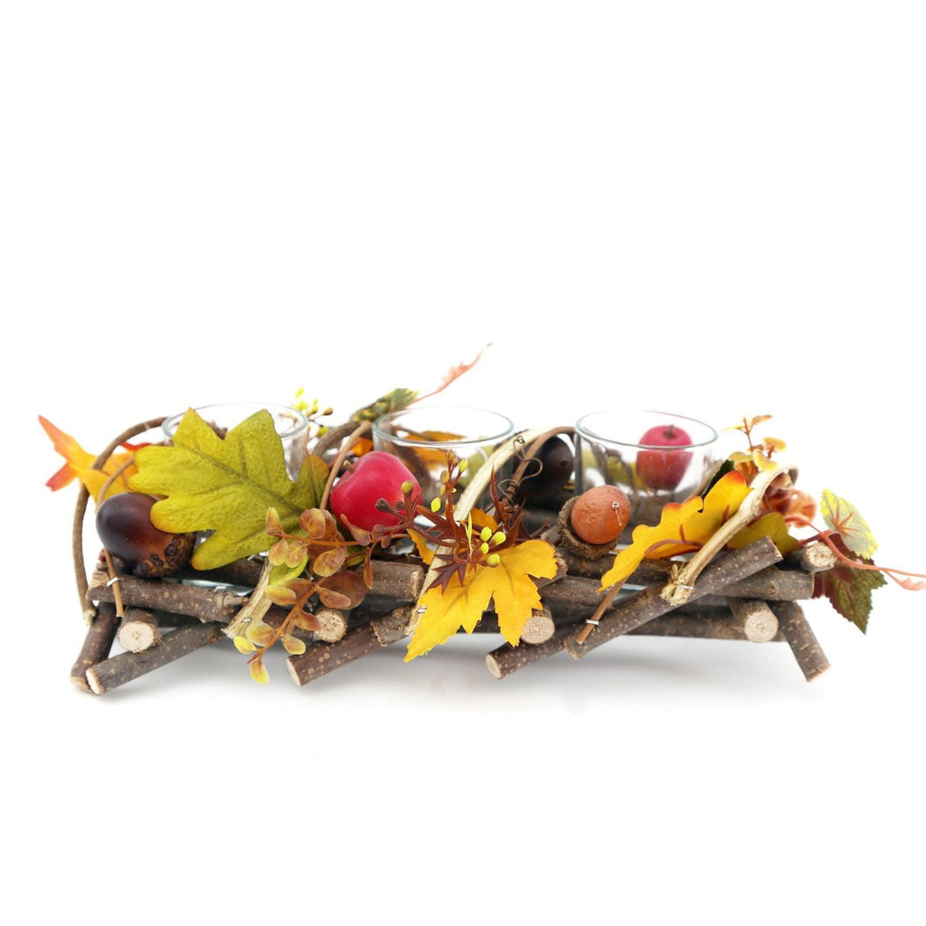 Wood And Fauna Triple Tea Light Holder - Shades 4 Seasons