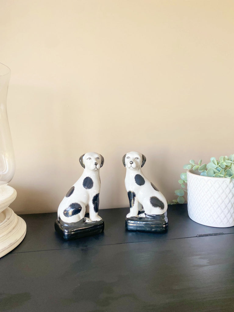 Black and White Porcelain Dog Ornaments - Shades 4 Seasons
