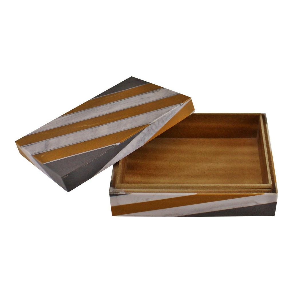 Abstract Design Resin Large Trinket Box, Design 1 , Diagonal Stripes - Shades 4 Seasons