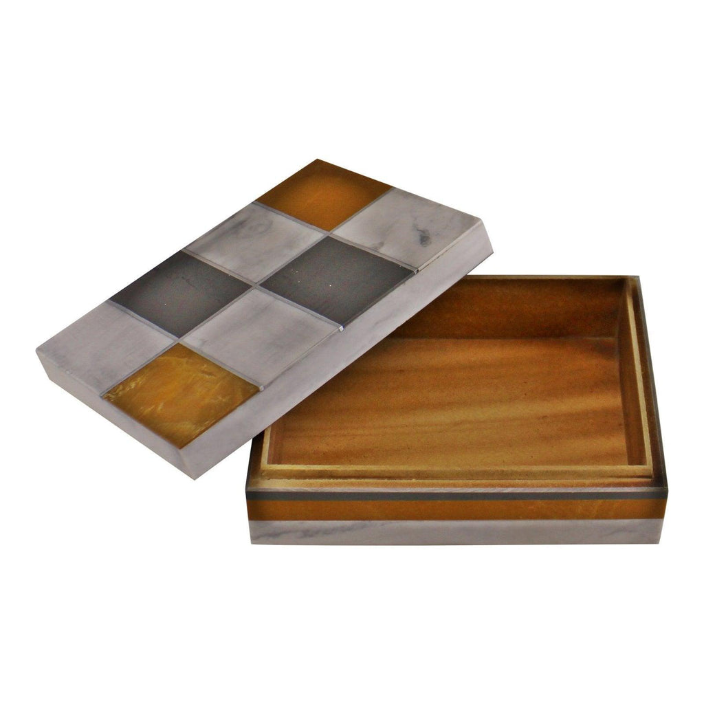 Abstract Design Resin Large Trinket Box, Design 2 , Rectagonal - Shades 4 Seasons