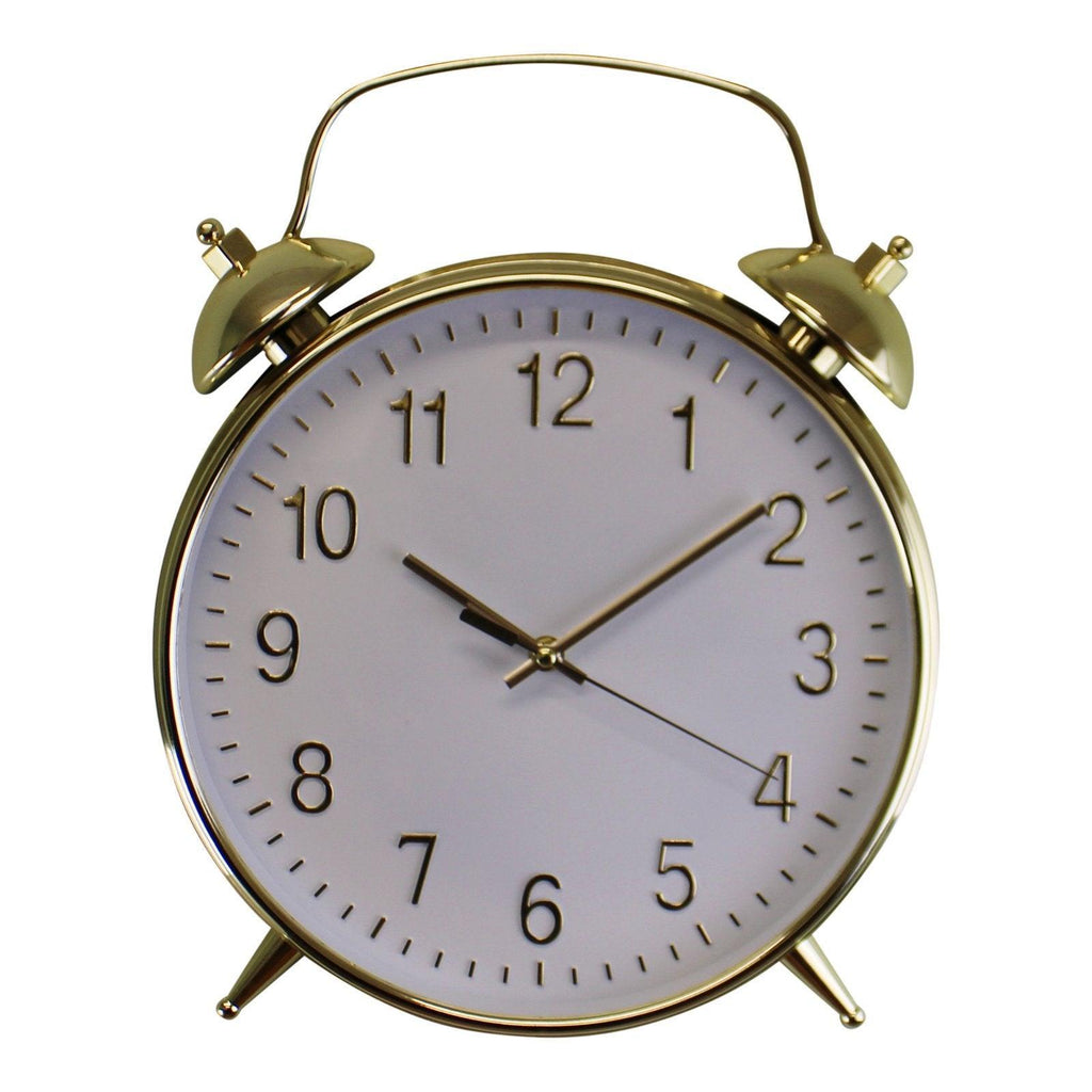 Alarm Style Gold & White Wall Clock - Shades 4 Seasons