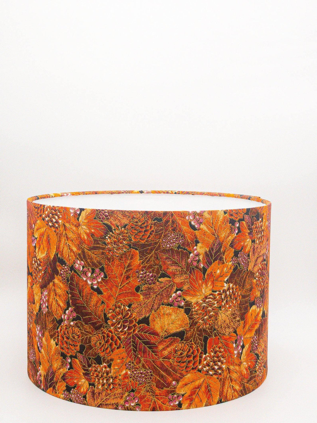 Autumn Beauties of Pine Cones and Leaves Drum Lampshade 25cm (diameter) 21cm (height) Shades 4 Seasons