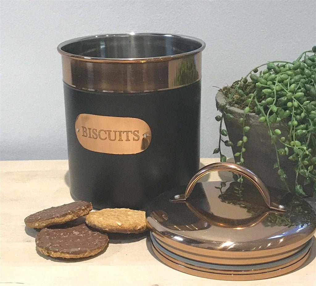 Black And Copper Biscuit Tin - Shades 4 Seasons