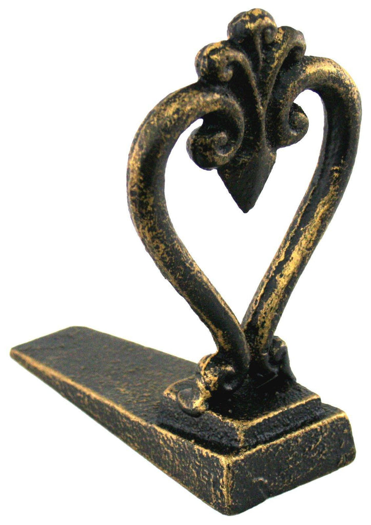 Black & Gold Metal Door Wedge With Heart Design - Shades 4 Seasons