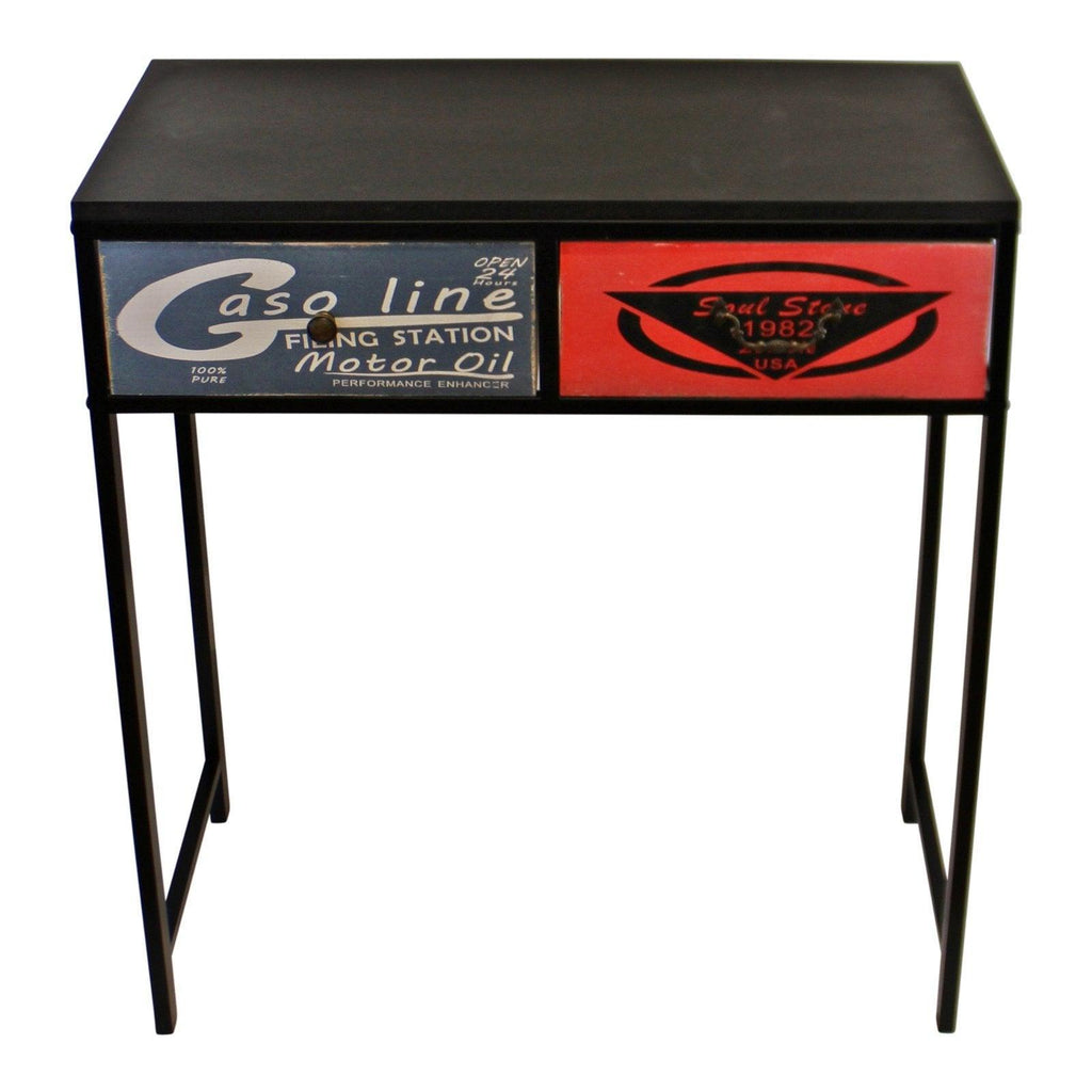 Black Console Table With 2 Drawers, Retro Design To Drawers - Shades 4 Seasons