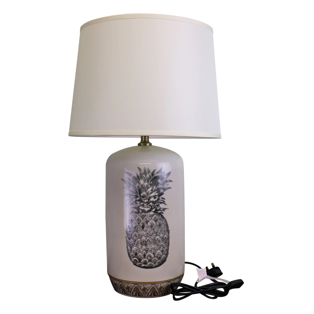 Black & White Ceramic Lamp with Pineapple Design 69cm - Shades 4 Seasons