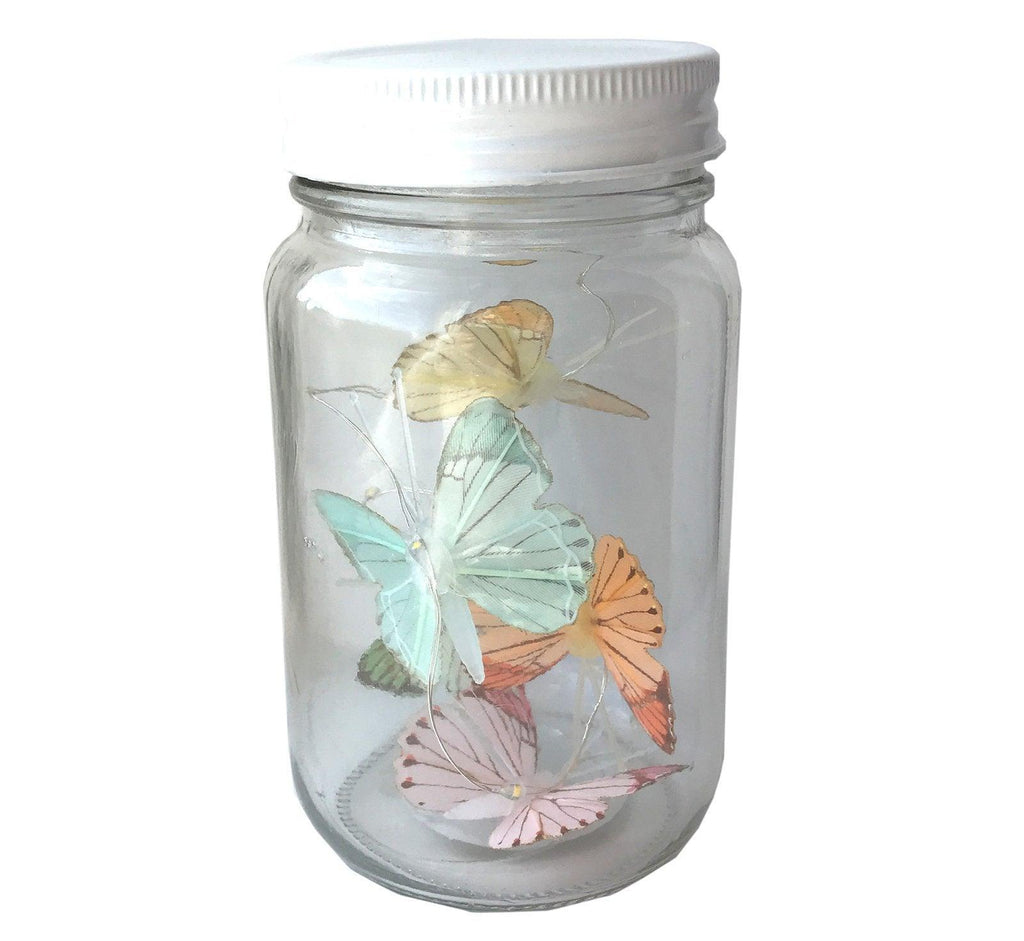 Butterfly Led Light Chain In Glass Jam Jar - Multicoloured - Shades 4 Seasons