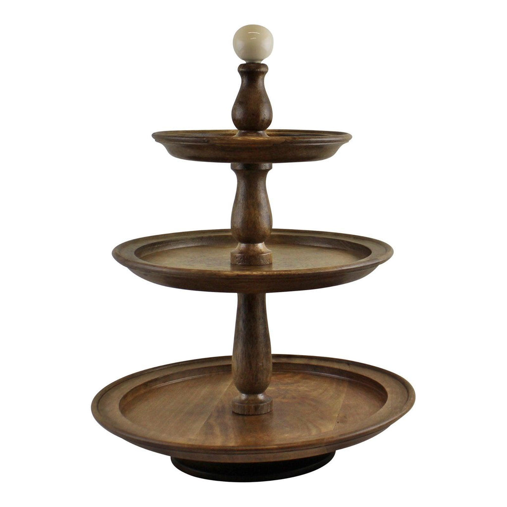 Country Cottage 3 Tier Mango Wood Cake Stand - Shades 4 Seasons
