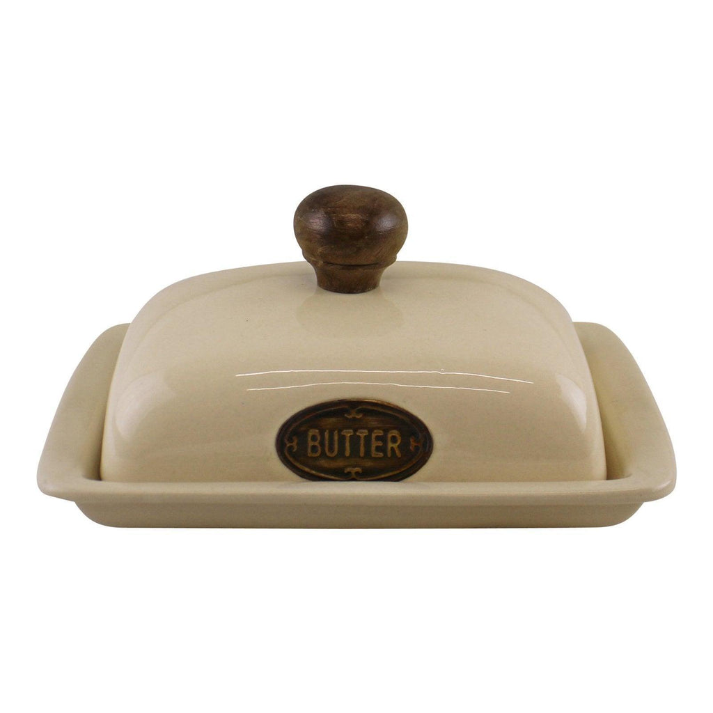 Country Cottage Cream Ceramic Butter Dish - Shades 4 Seasons
