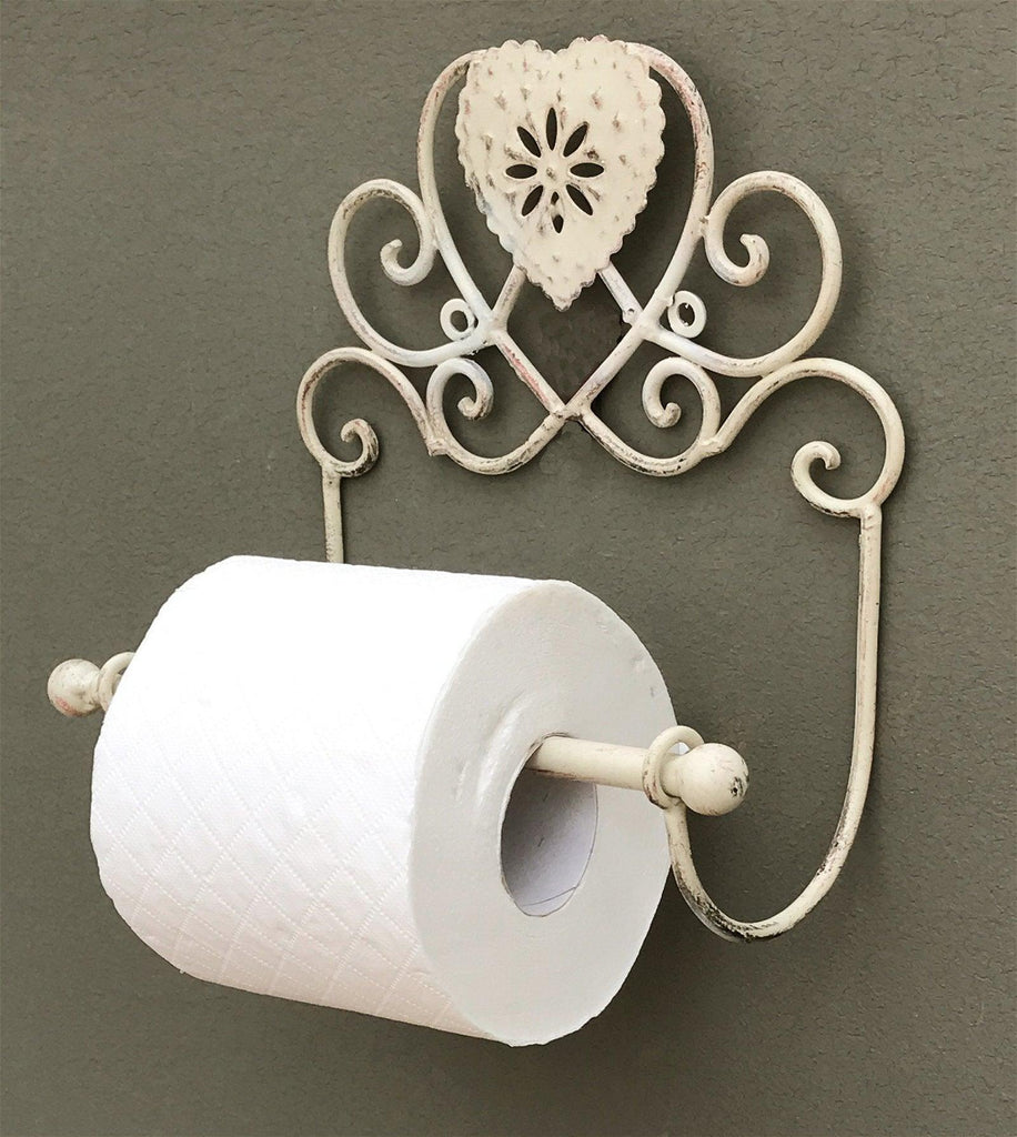 Cream Heart Toilet Roll Holder Wall Mounted - Shades 4 Seasons