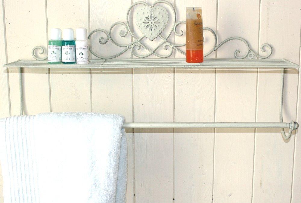 Cream Heart Wall Shelf With Towel Rail - Shades 4 Seasons