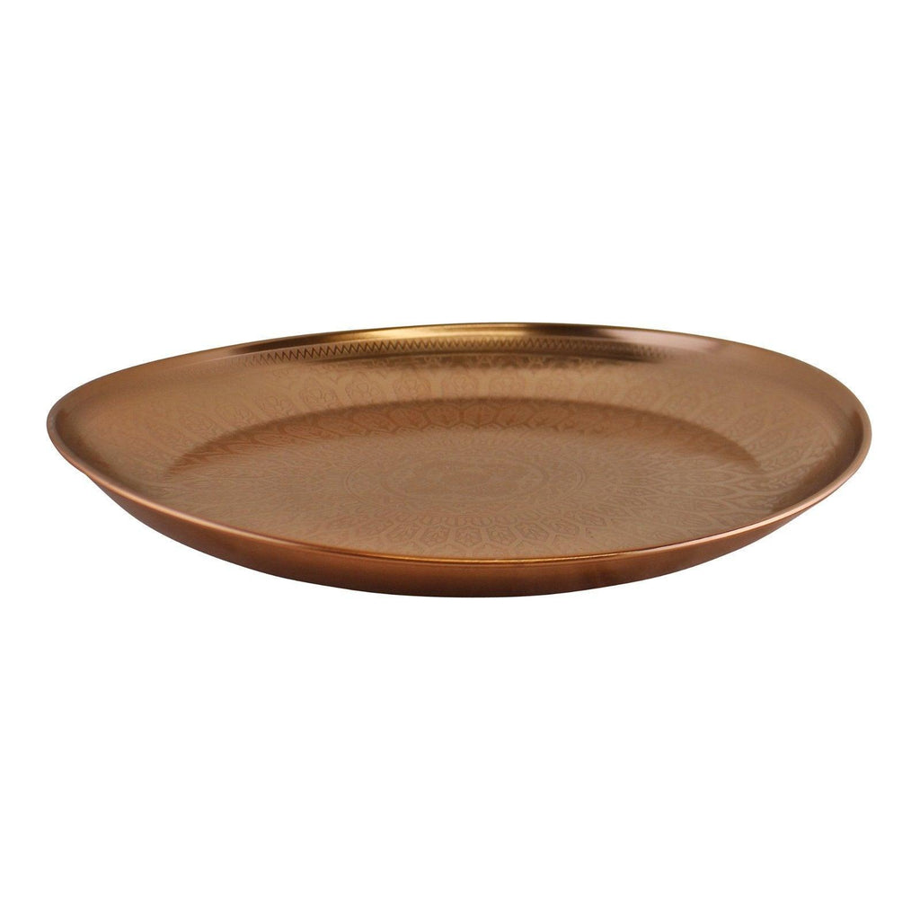 Decorative Copper Metal Tray With Etched Design - Shades 4 Seasons