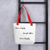 Shades 4 Seasons Fabric Tote Bag with Inspirational Quote Red Shades 4 Seasons