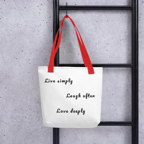 Shades 4 Seasons Fabric Tote Bag with Inspirational Quote Red Shades 4 Seasons