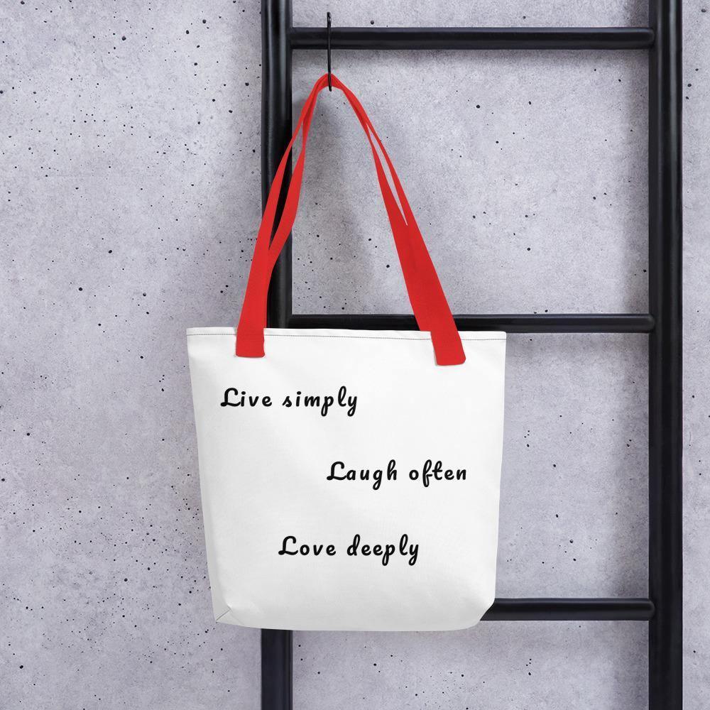 Shades 4 Seasons Fabric Tote Bag with Inspirational Quote Red Shades 4 Seasons