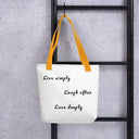 Shades 4 Seasons Fabric Tote Bag with Inspirational Quote Yellow Shades 4 Seasons