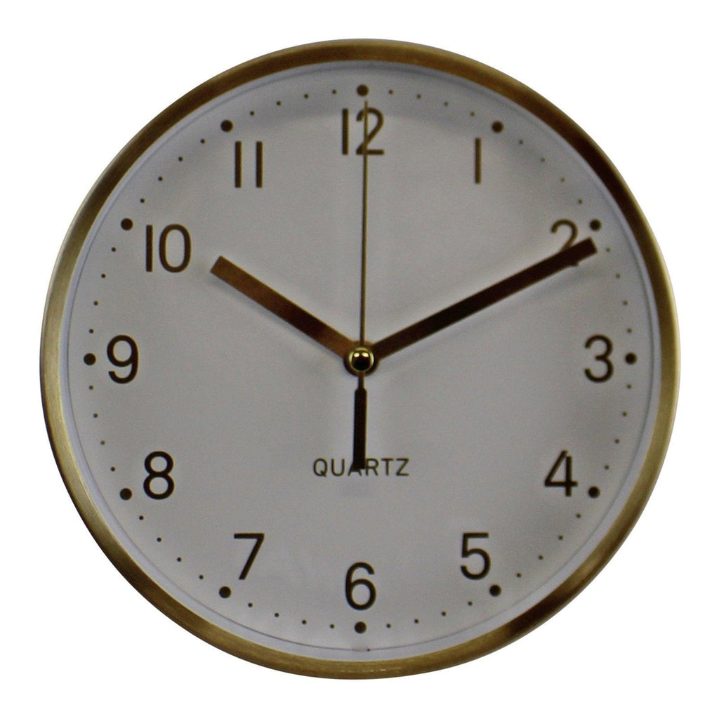 Gold Metal Table Clock, 16cm diameter - Shades 4 Seasons