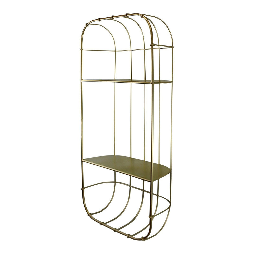 Gold Metal Wall Double Storage Shelf, Basket Design - Shades 4 Seasons