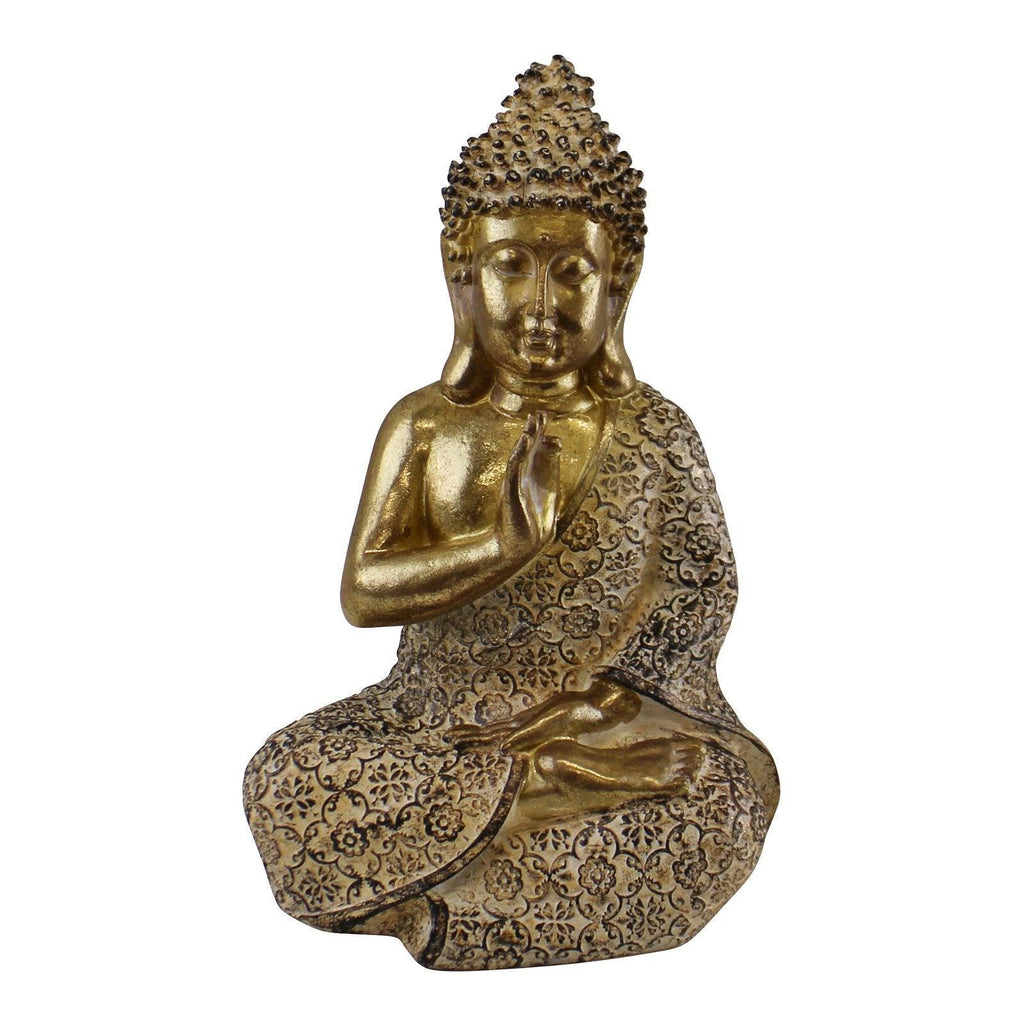 Gold Sitting Buddha Ornament, Meditating, 19cm - Shades 4 Seasons