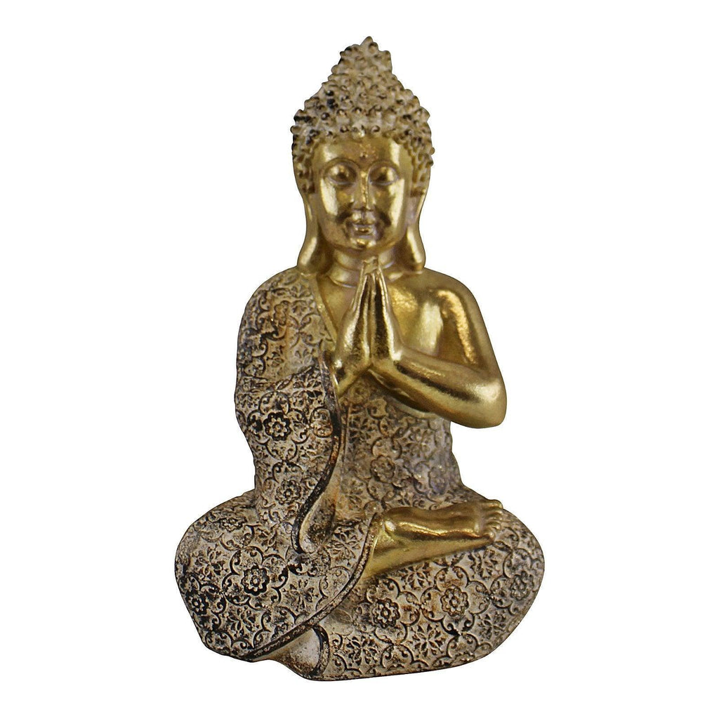 Gold Sitting Buddha Ornament, Praying, 19cm - Shades 4 Seasons