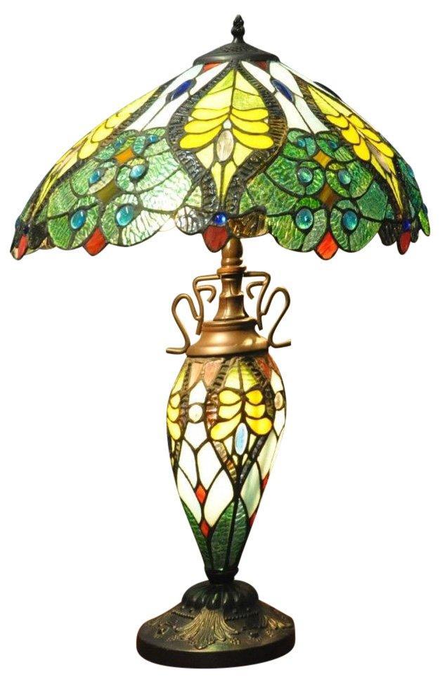Green & Yellow Double Tiffany Lamp 68cm - Shades 4 Seasons