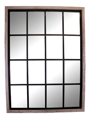 Grey Window Style Wall Mirror 60x80cm - Shades 4 Seasons