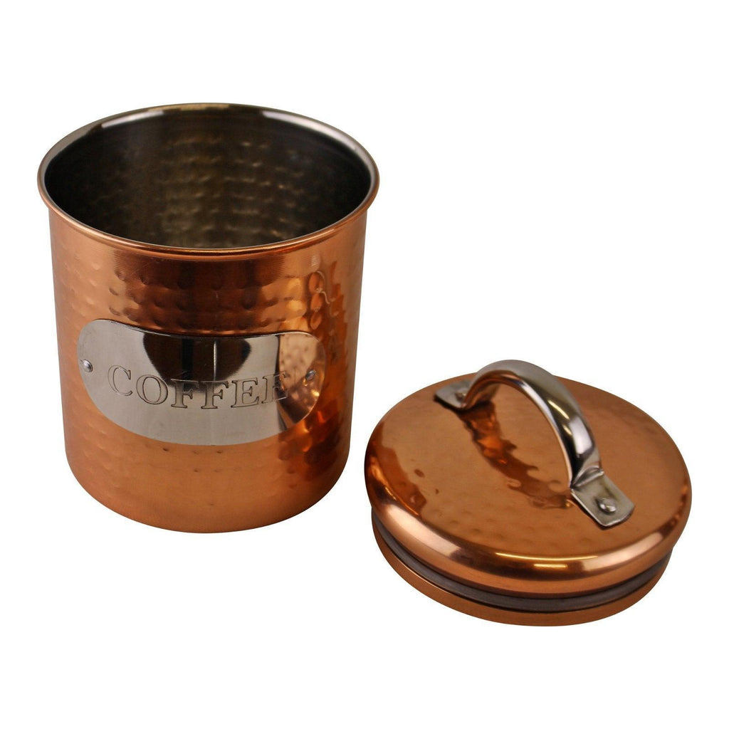 Hammered Copper Set of 3 Tea, Coffee & Sugar Canisters - Shades 4 Seasons