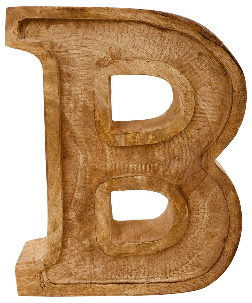 Hand Carved Wooden Embossed Letter B - Shades 4 Seasons