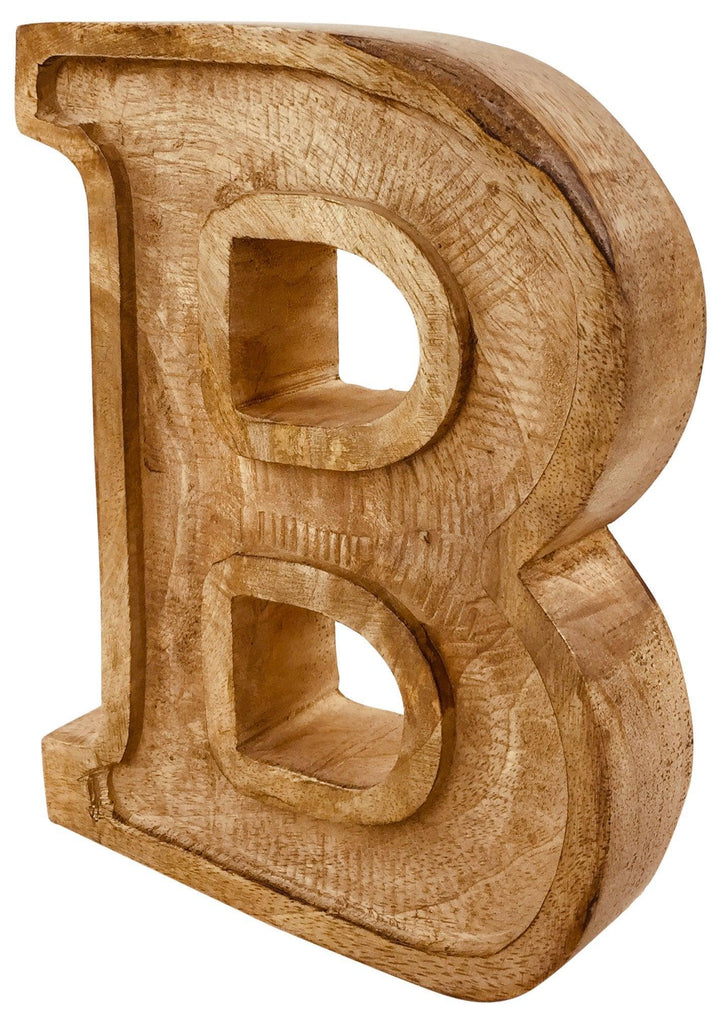 Hand Carved Wooden Embossed Letter B - Shades 4 Seasons