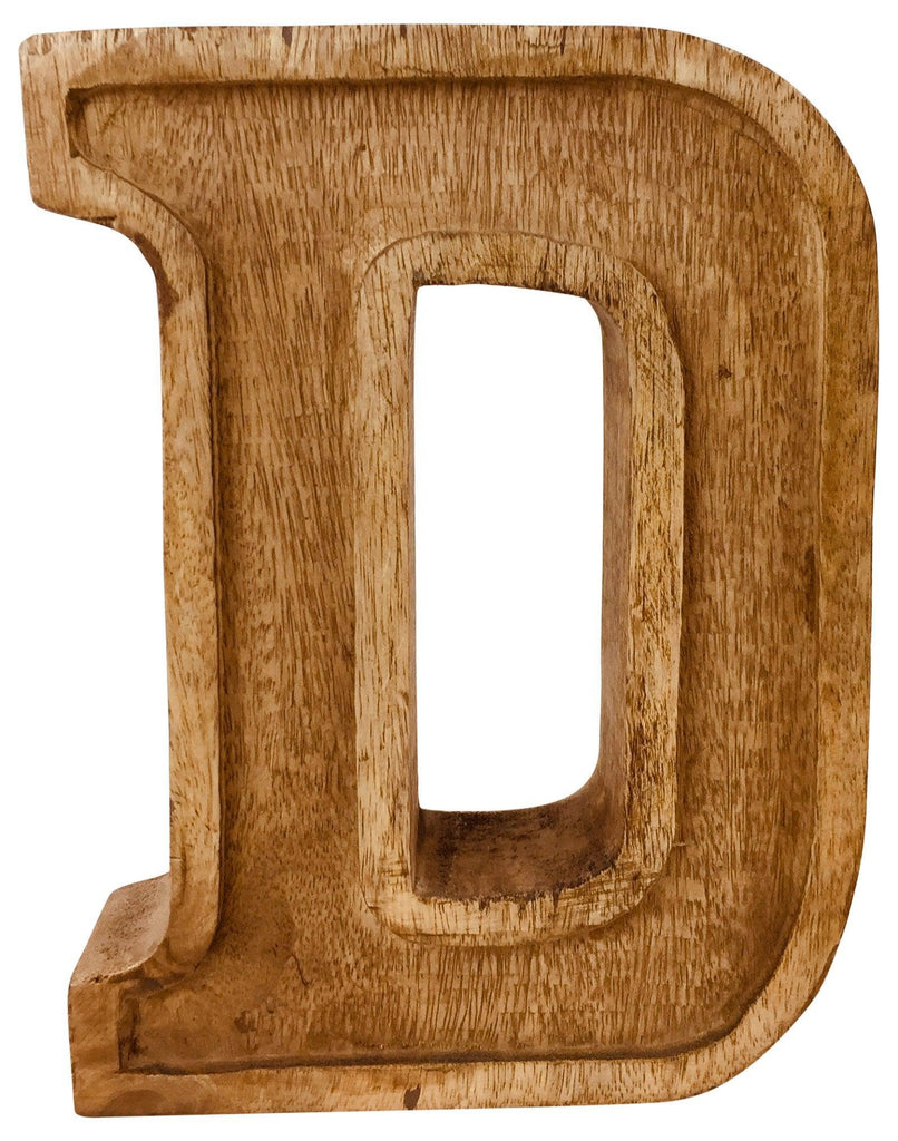 Hand Carved Wooden Embossed Letter D - Shades 4 Seasons