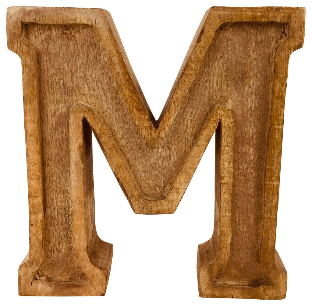 Hand Carved Wooden Embossed Letter M - Shades 4 Seasons