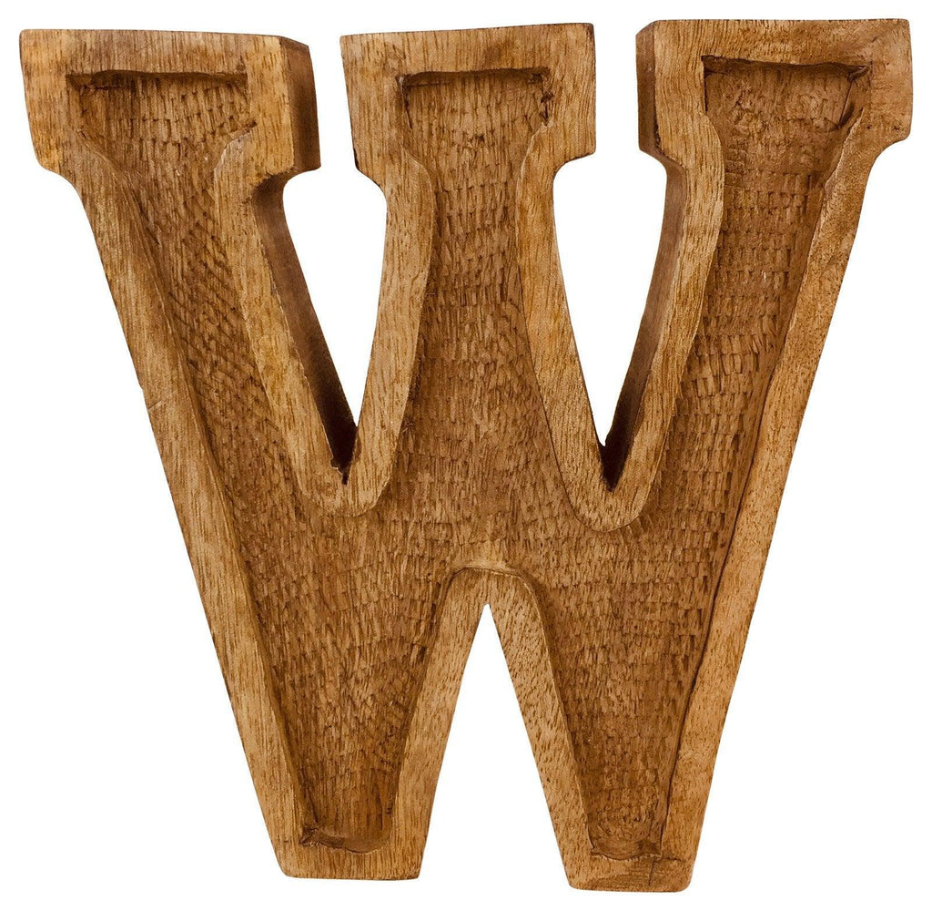 Hand Carved Wooden Embossed Letter W - Shades 4 Seasons