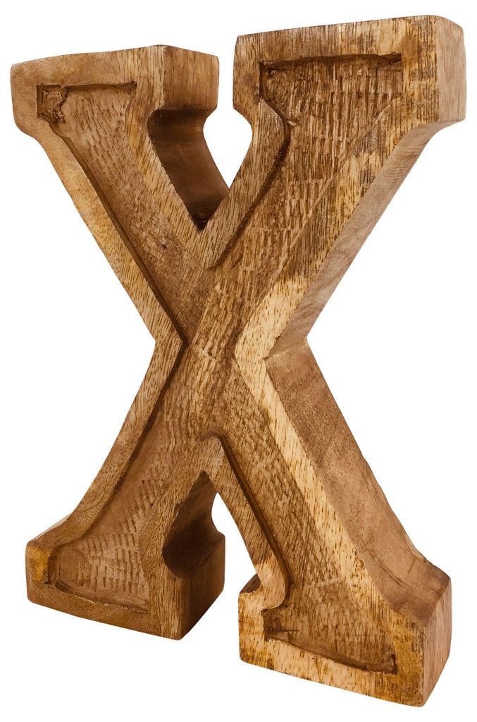 Hand Carved Wooden Embossed Letter X - Shades 4 Seasons
