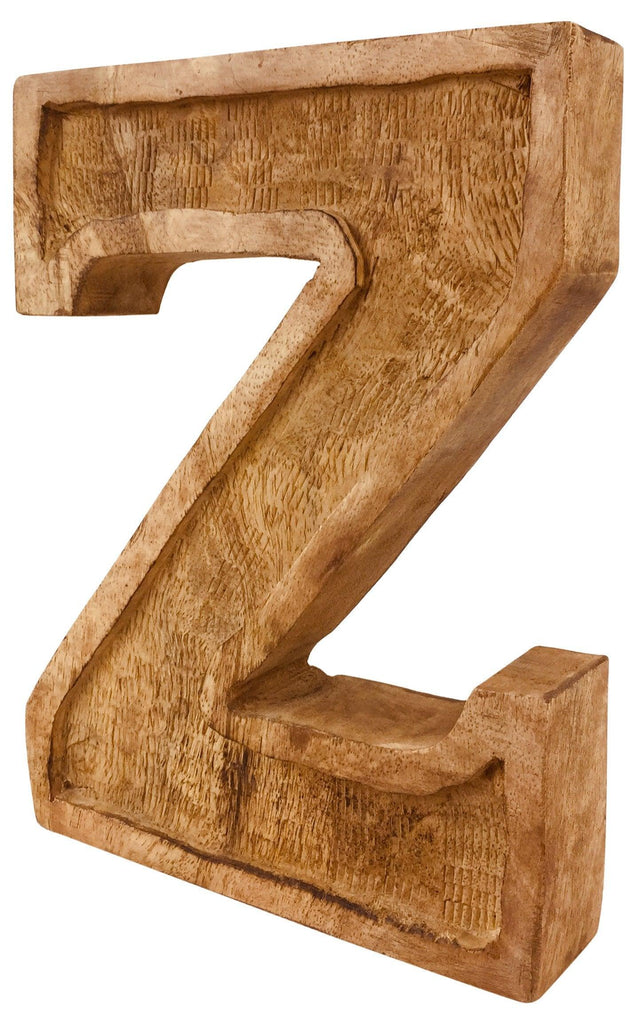 Hand Carved Wooden Embossed Letter Z - Shades 4 Seasons