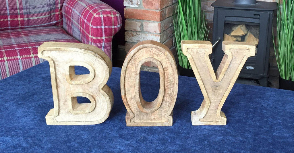 Hand Carved Wooden Embossed Letters Boy - Shades 4 Seasons