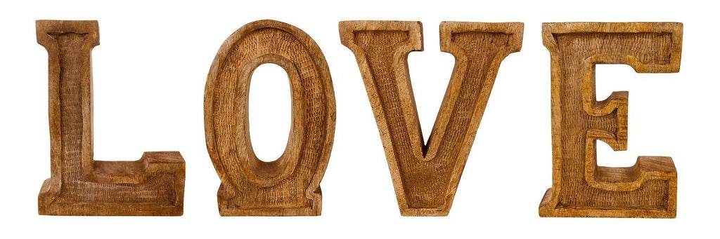Hand Carved Wooden Embossed Letters Love - Shades 4 Seasons