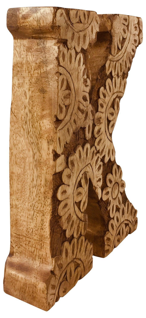 Hand Carved Wooden Flower Letter K - Shades 4 Seasons